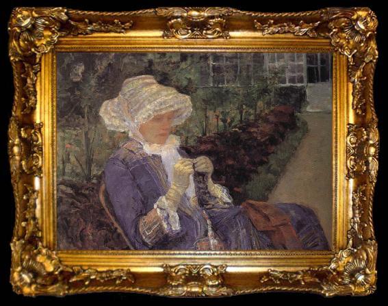 framed  Mary Cassatt Mary is sewing in the garden, ta009-2